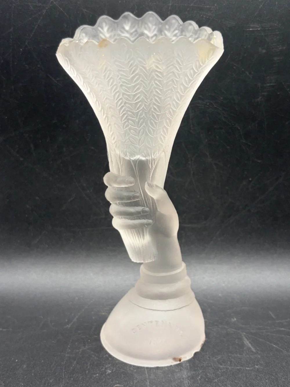 Victorian Antique 1876 Centennial Worlds Fair Souvenir EAPG Glass Hand Vase